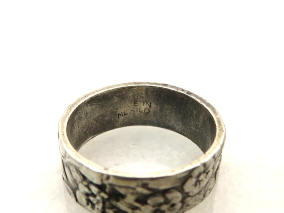 Vintage sterling silver floral band ring - image 9