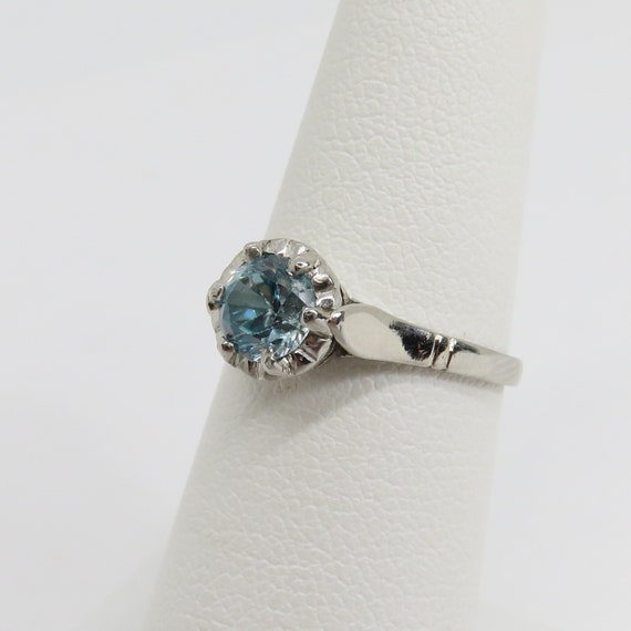 Art Deco Platinum sky blue zircon engagement ring