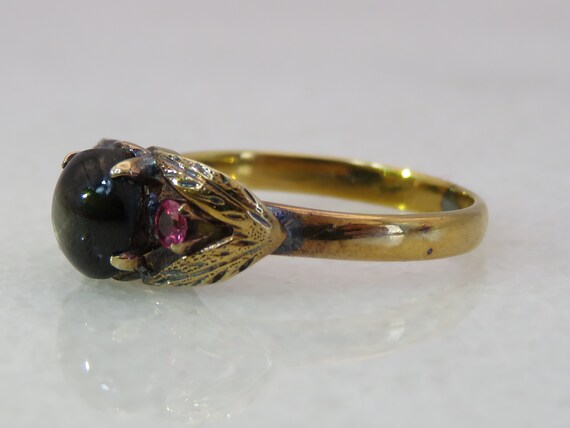 Antique 18K gold Star Diopside ruby pinky midi ri… - image 4