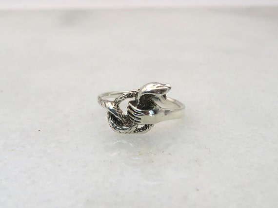 vintage sterling silver cobra snake ring - image 3