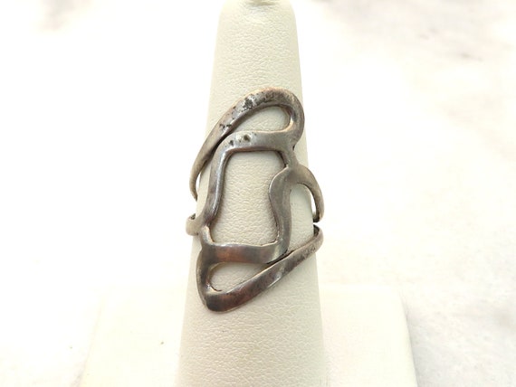 Vintage Sterling Silver modernist swirl ring - image 3