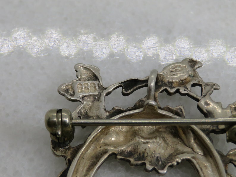 Vintage Sterling Silver Floral Frame Brooch Pendant Etsy