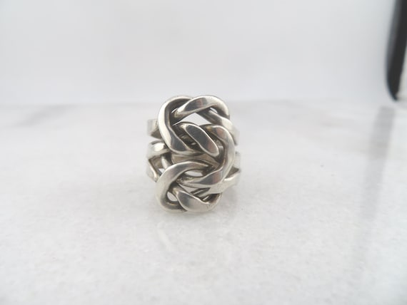 Vintage big sterling silver 3-piece puzzle ring
