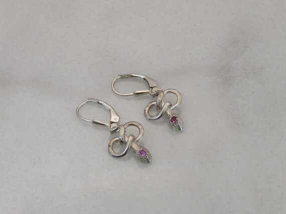 Vintage sterling silver ruby snake earrings - image 8