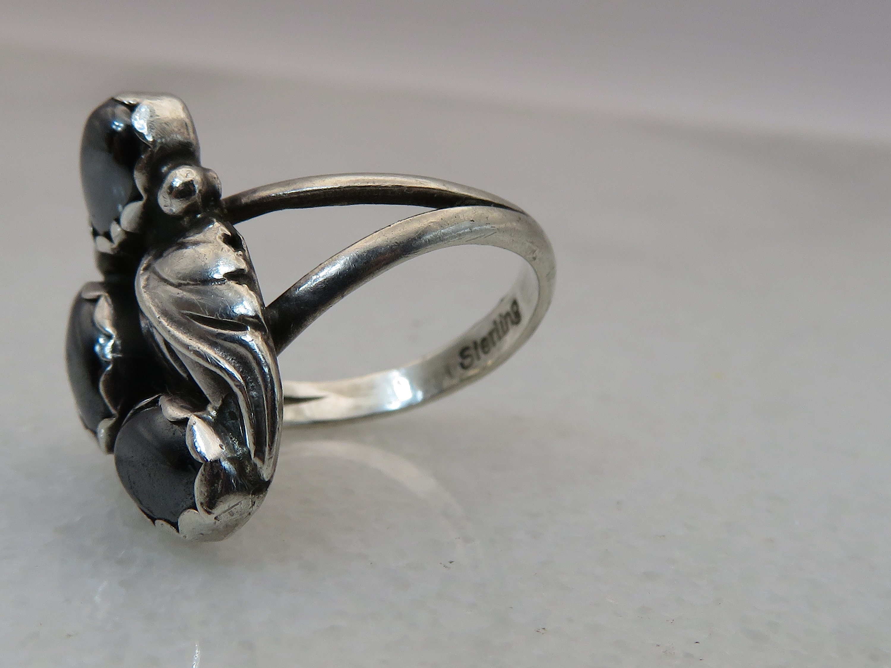 『3年保証』 Native Vintage American Etsy - Ring Hematite Silver Sterling 12号～