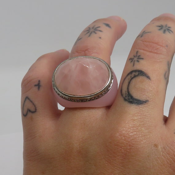 Solid Rose Quarts cocktail ring - image 10