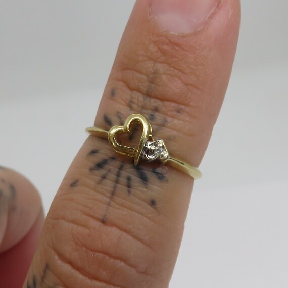 vintage 14k gold double heart Diamond ring - image 5