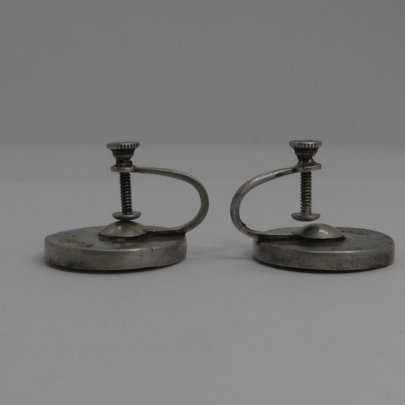 Vintage sterling silver enamel Screw on Earrings - image 6