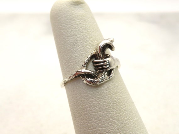 vintage sterling silver cobra snake ring - image 5