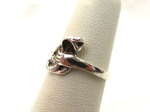 vintage sterling silver cobra snake ring - image 2