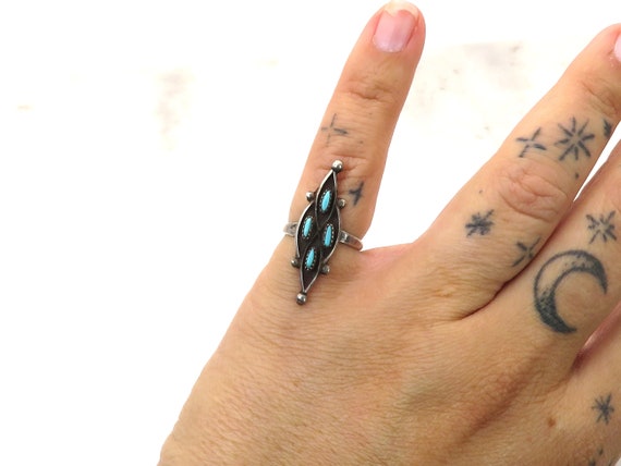 Vintage sterling silver Zuni Turquoise native Ame… - image 9