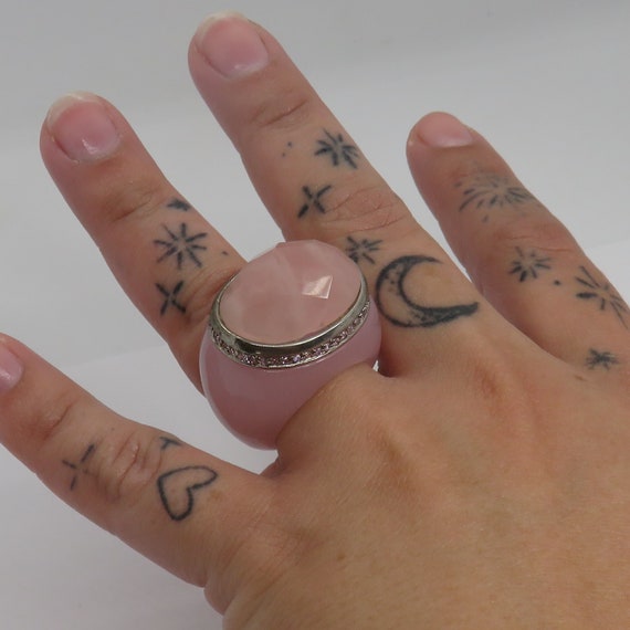 Solid Rose Quarts cocktail ring - image 9