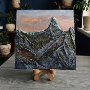 Square Mountain Bas-Relief, 3D Textured Wall Art, Gothic Home Decor