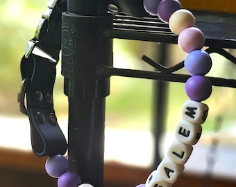 Personalized Friendship Bracelet Style Beaded BioThane Dog Collar with Metal Clasps