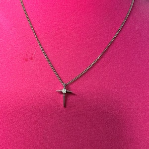 Sterling Silver Cross with Clear Stone Pendant Necklace