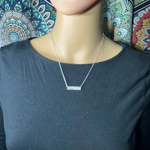 Chico&#39;s Silver Tone Cubic Zirconia Bar Necklace