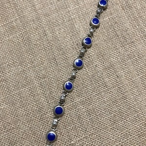 Vintage Mexico Sterling Silver Lapis Inlay Bracelet