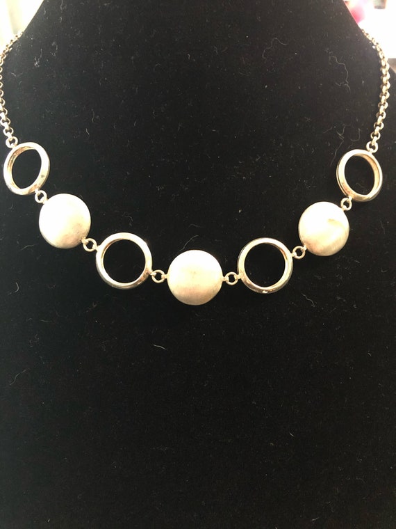 Sterling Silver Solid and Open Circle Necklace