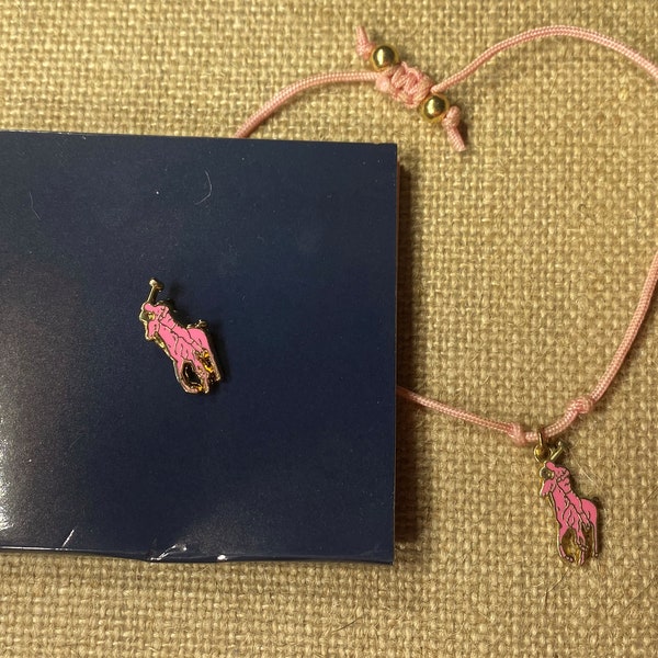 Ralph Lauren Pink Pony Cancer Awareness Pin and Bracelet