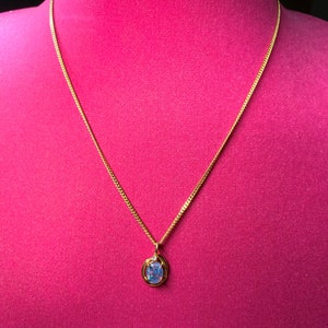 Gold Over Sterling Silver Opal and Cubic Zirconia Pendant Necklace