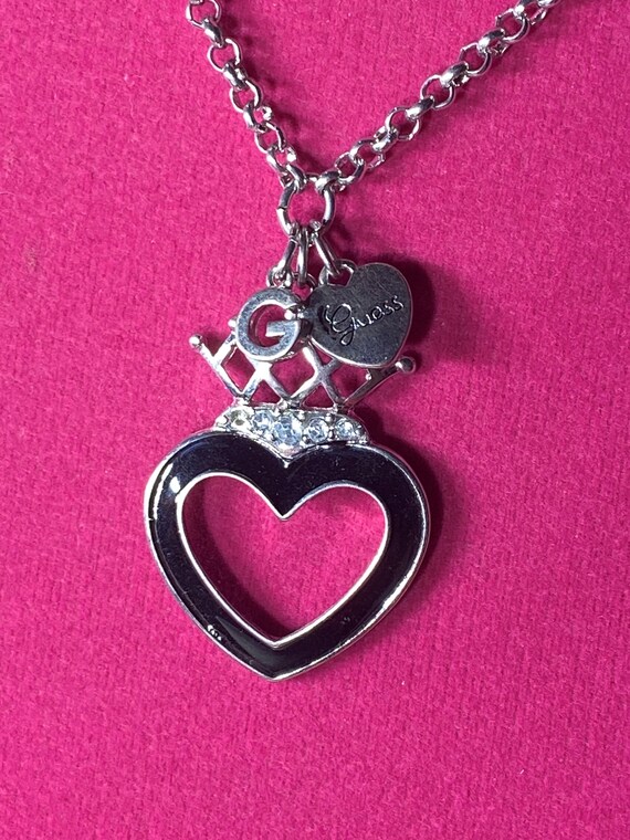 Charm Necklace Guess Silver Heart Necklace Guess Necklace And