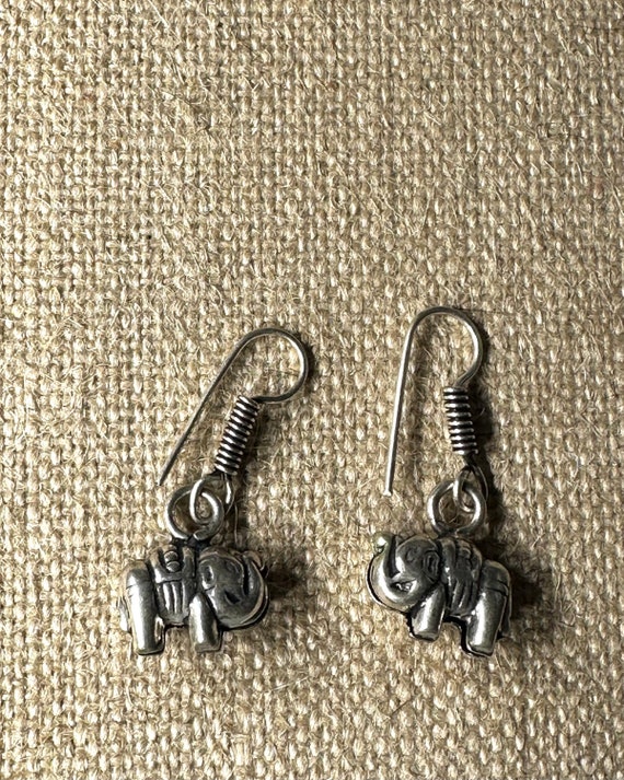 Sterling Silver Puffy Lucky Elephant Earrings