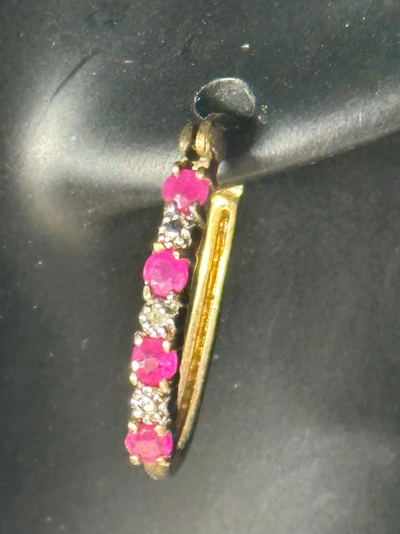 18K Gold Plated Sterling Silver Ruby and Diamond … - image 2