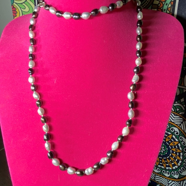 Honora Sterling Silver Black and Gray Pearl Necklace