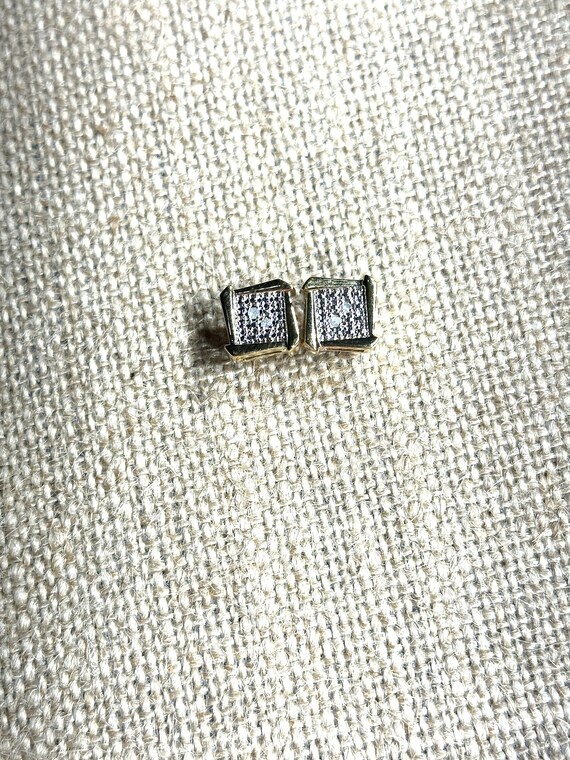Gold Plated Diamond Accent Square Studs