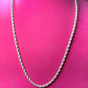 Sterling Silver Diamond Cut Rope Chain Necklace