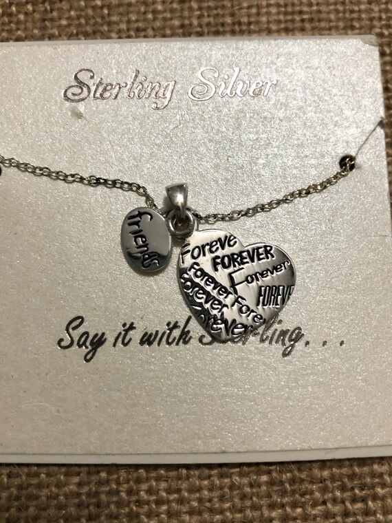 Sterling Silver "Friends Forever" Heart Necklace - image 1