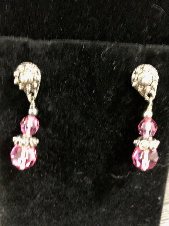 Sterling Silver Pink Crystal Earrings