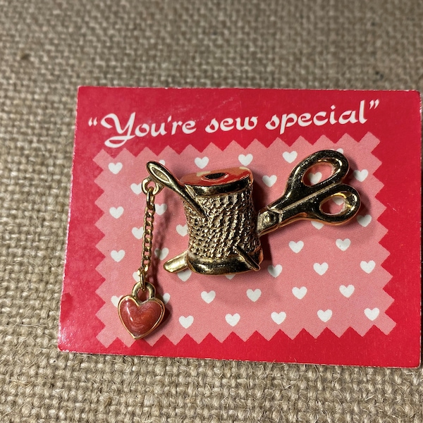 Gold Tone "You're Sew Special" Brooch