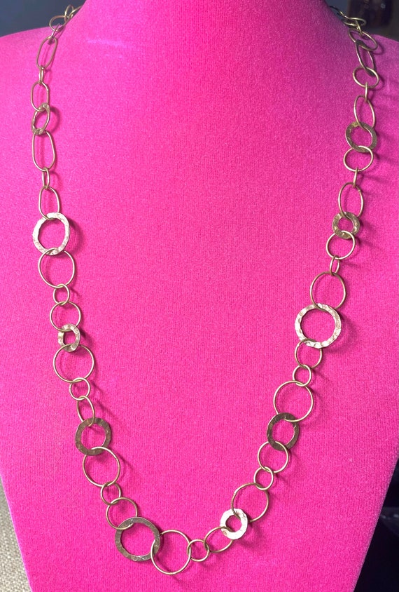 Brass and Hammered Copper Linked Circle Necklace