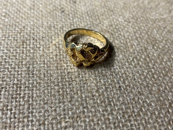 Vintage Korea Gold Tone Faux Gold Nugget Ring Siz… - image 2