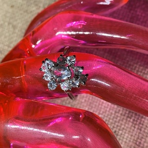 Silver Tone Cubic Zirconia Cluster Ring