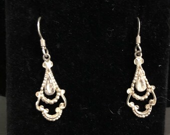 Sterling Silver Diamond Cut Dangle Earrings