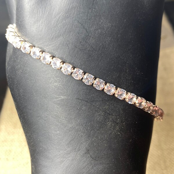 Rose Gold Tone Crystal Tennis Bracelet