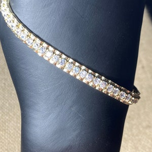 Gold Tone FAS Signed Crystal Tennis Bracelet