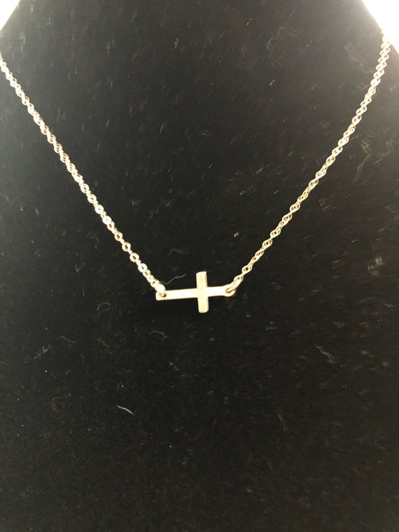 Sterling Silver Sideways Cross Necklace