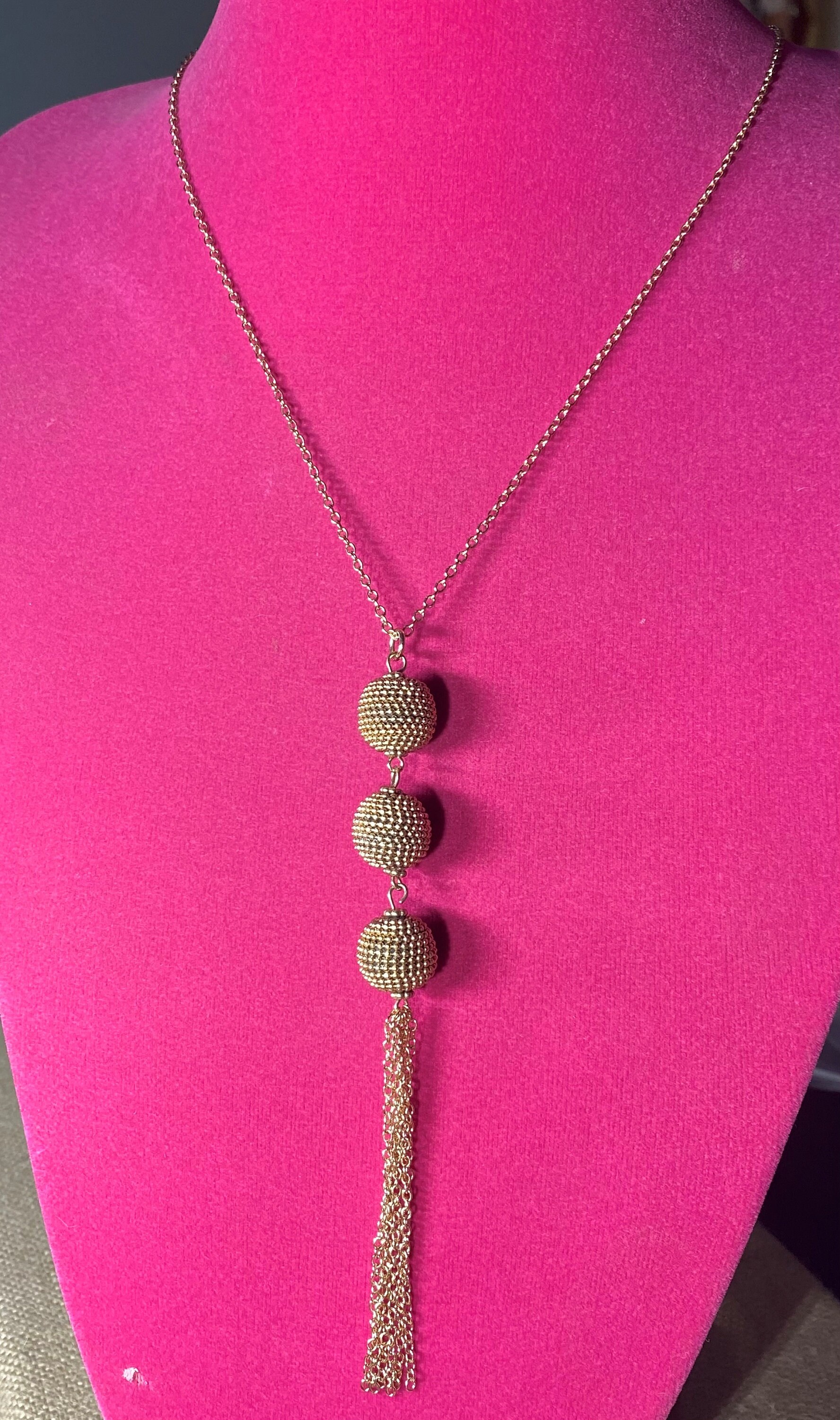 Chico's Gold Tone Ball and Tassel Pendant Necklace Etsy