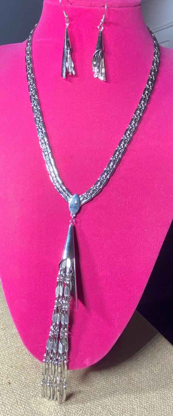 Vintage Silver Tone Tassel Jewelry Set