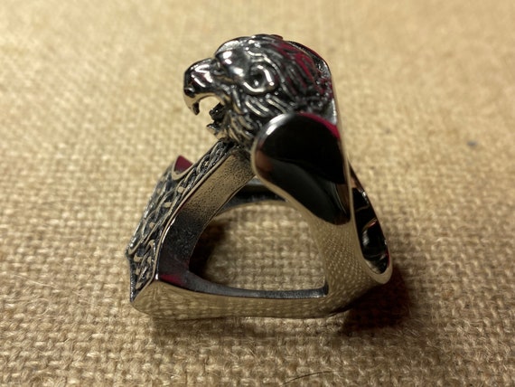 Stainless Steel Lion Thors Hammer Ring - image 3