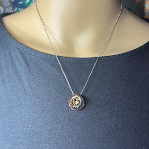 Nicky Butler Sterling Silver Multitone Engraved Circles Cubic Zirconia MOM Necklace