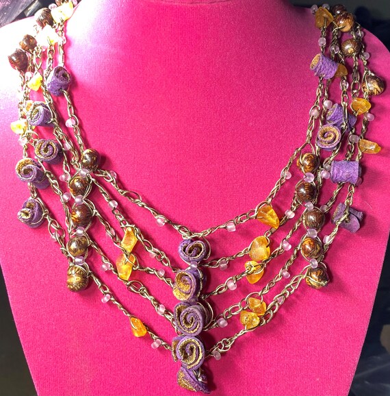 Orange Peel Rose Necklace and Bracelet Jewelry Set - image 1