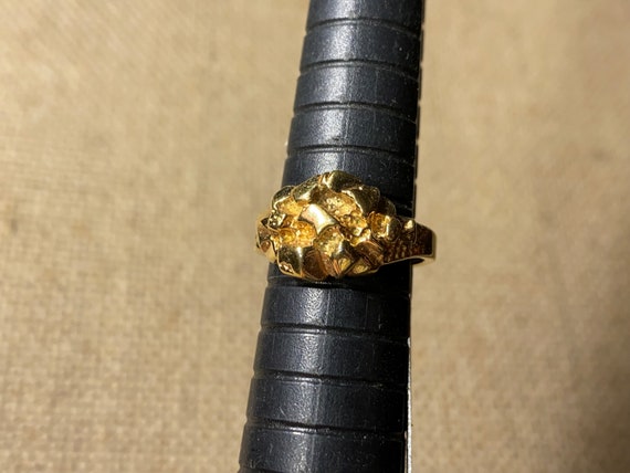 Vintage Korea Gold Tone Faux Gold Nugget Ring Siz… - image 4
