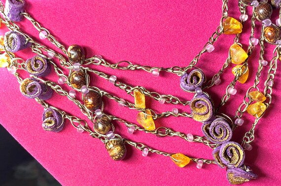 Orange Peel Rose Necklace and Bracelet Jewelry Set - image 2