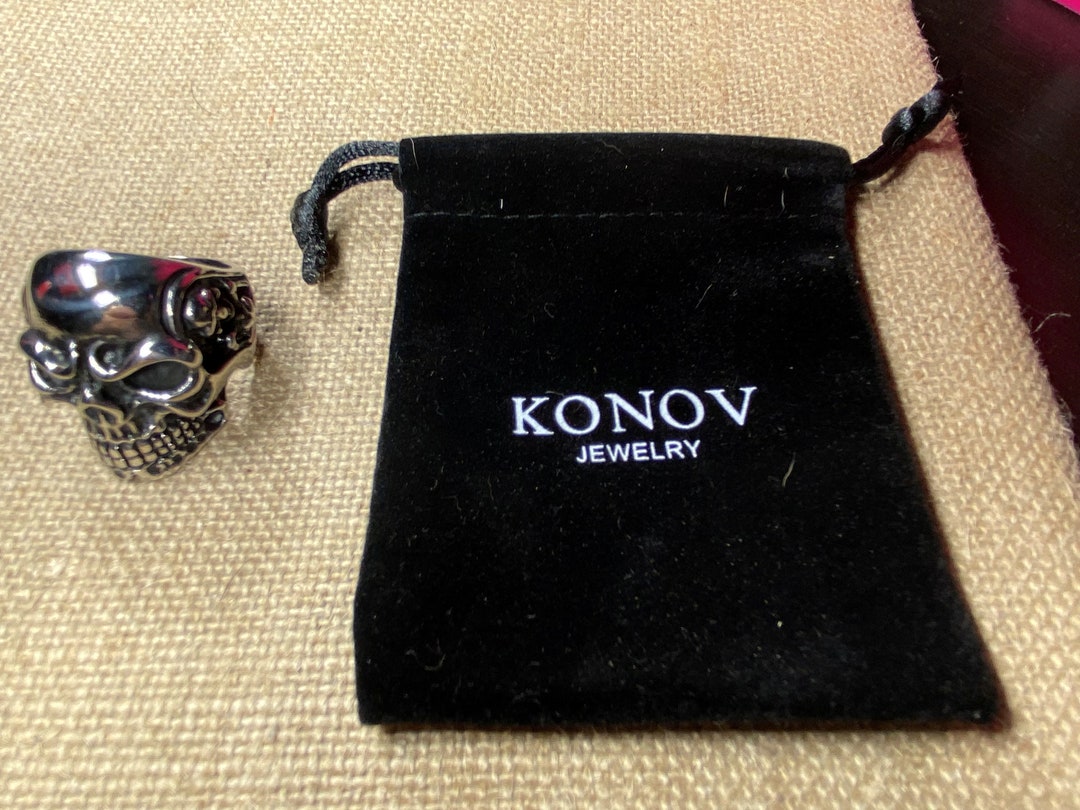 Gothic Jewelry Konov Jewelry Rings Men Gothic Dragon Tooth Crystal