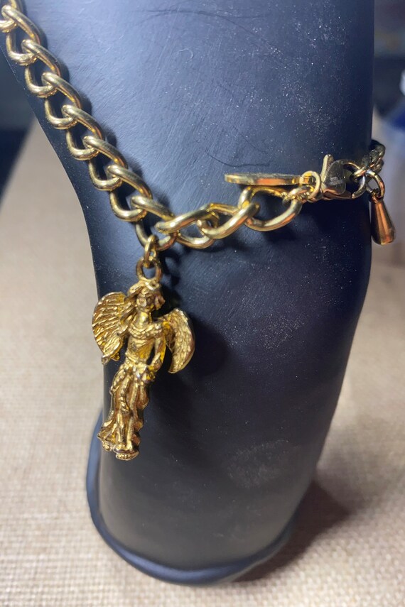 MGA Gold Tone Stainless Steel Angel Charm Bracelet