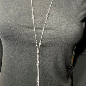 Chico&#39;s Silver Tone Crystal Long Necklace